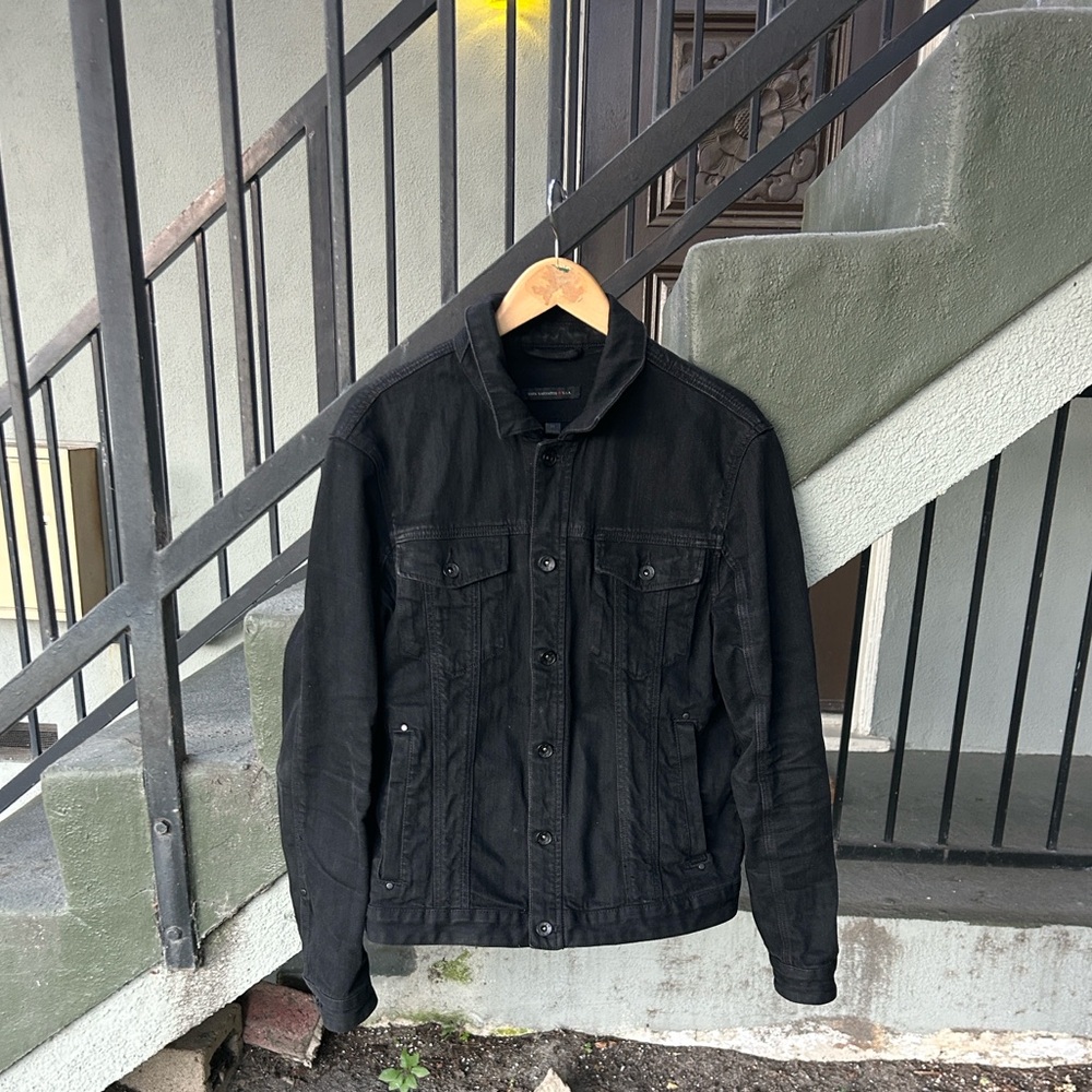 John Varvatos Denim Trucker Jacket Black Jean Jacket Sz Medium